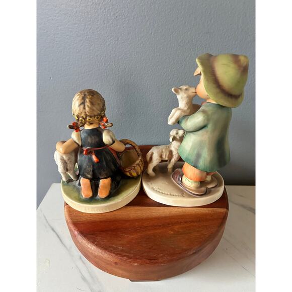 Western Germany Boy & Girl Lambs Figurine Pair Hummel-Style Pastoral Set set 2 - Picture 6 of 10